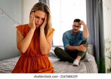 Frustrated couple arguing and having marriage problems. Disappointed in love. Concept for divorce.