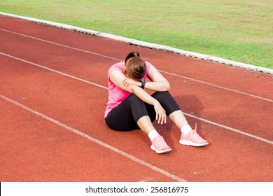 Frustrated female runner