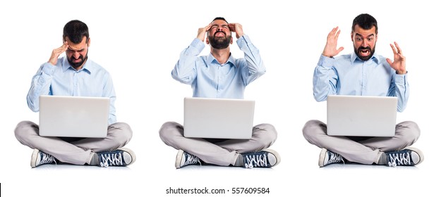 Frustrated Man With Laptop