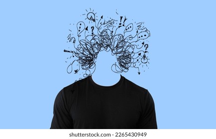 Frustrated person with problems, abstract images inside head - Shutterstock ID 2265430949
