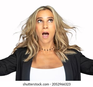 Frustrated woman against a white background