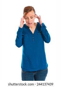 Frustrated Woman Over White Background 