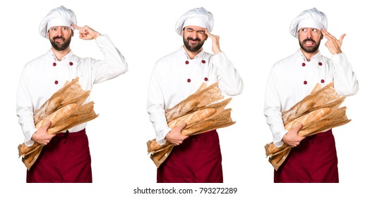 Frustrated Young Baker Holding Some Bread