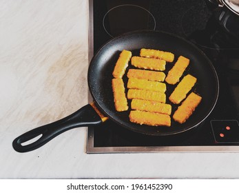 Frying Pan With Fish Sticks