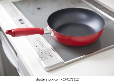 Frying pan at the induction cooktop