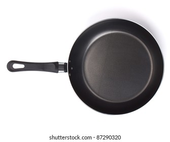 Frying Pan. View From Above. Isolated On White Background