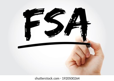 FSA Financial Services Authority - Quasi-judicial Body Accountable For The Regulation Of The Financial Services Industry, Acronym Text Concept With Marker