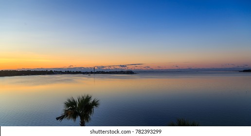 Ft. Walton Beach Side View Of Choctawhatchee, Bay Sunrise: Sunrise Over Choctawhatchee, Bay From The Ft. Walton Beachside.