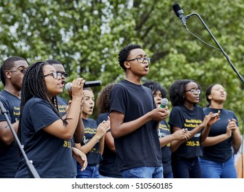 Ft. Washington, Maryland, USA - September 23, 2016: Oxon Hill High School Vocal Music Department performing at National Church of God on Bock Rd