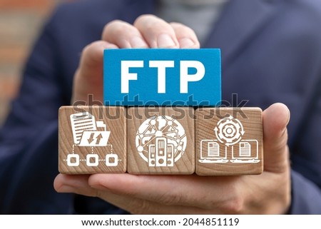 FTP - File Transfer Protocol Concept. Data Transmission and Internet Communication Technology.