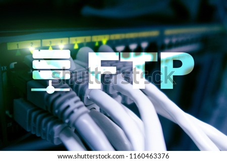 FTP - File transfer protocol. Internet and communication technology concept.