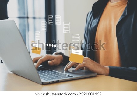 FTP(File Transfer Protocol) files receiver and backup copy. File sharing isometric. Exchange information, Businessman working with file transfer on laptop.