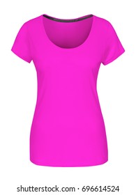 Fuchsia Hot Pink Tight Women S T Shirt With Copy Space Isolated On White