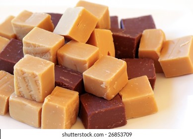 Fudge Chocolate Isolated On White