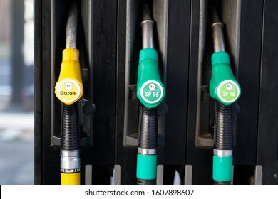 Fuel Crane Gaz Equipment Filling Guns At The Gas Station