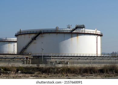 Fuel Depot Of A Refinery By The Sea