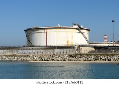 Fuel Depot Of A Refinery By The Sea