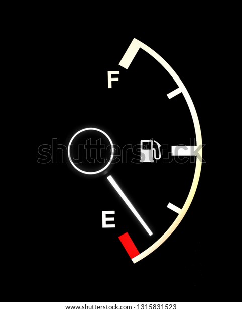 Fuel gauge showing\
almost an empty tank 