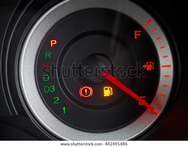 Fuel gauge showing and\
empty tank 