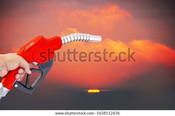 Fuel nozzle Hand holding Oil extracted from\
the background,\
clipingpart