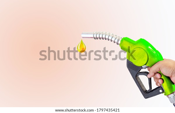 Fuel nozzle Hand holding Oil extracted from\
the background,\
clipingpart