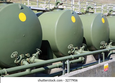 Fuel Oil Tanks In Military Green