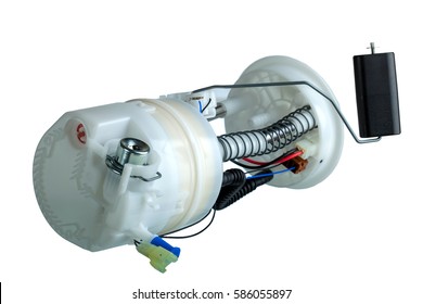 The Fuel Pump About The Fuel Level Sensor In Bank Of The Automobile, The Car Spare Part On A White Background.