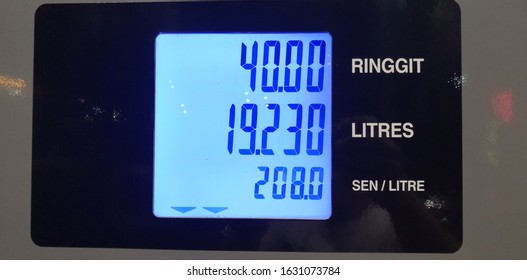 Fuel Pump Meter At Gas Or Petrol Station 