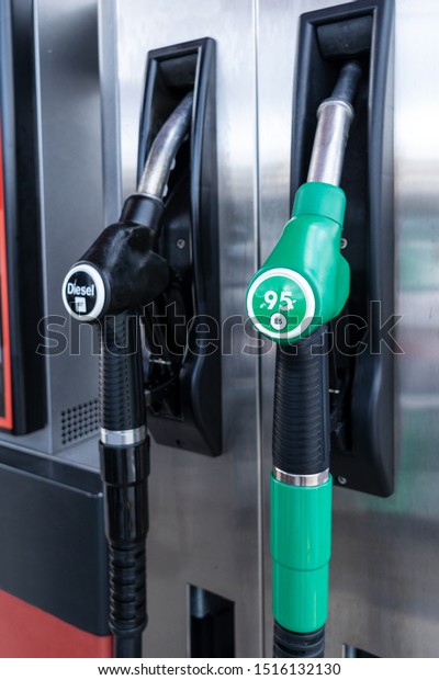 Fuel pumps. Diesel\
and gasoline. Close up