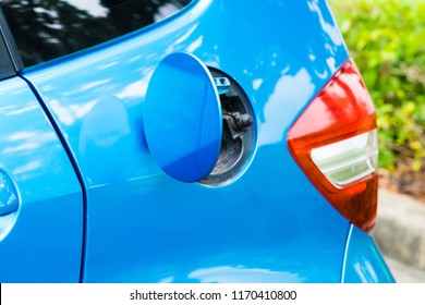 Fuel Tank Of Blue Car