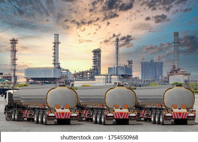 Fuel truck on highway for transport fuel to petrochemical oil refinery