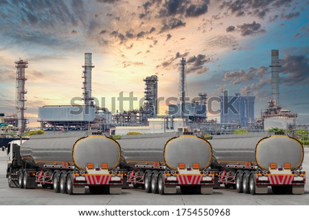 Fuel truck on highway for transport fuel to petrochemical oil refinery