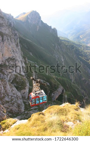 Fuente Dé Cable car transport system to elevate  tourist high up to the mountain peaks