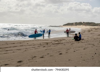 Fuerteventura, Canary Islands, Spain - December 2017; Surfing In Fuetreventura