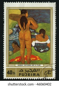 FUJEIRA - CIRCA 1985:  Paul Gauguin Tahitiennes sur la plage, circa 1985.