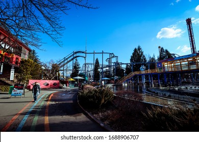 Fuji, Japan - January 08, 2020: People Walking In The Fuji Q Highland Park