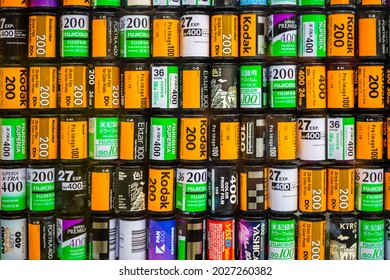 Fuji Kodak and more photography Negative Slide Film Cartridge. 21 July 2021, Bangkok, THAILAND.