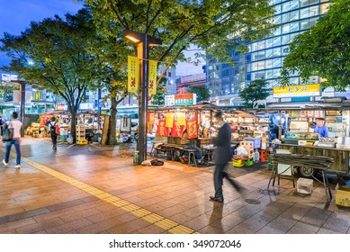 FUKUOKA, JAPAN - DEC 8: Tenjin Zone of Fukuoka in Fukuoka, Japan on December 8, 2015. Japan's 6th largest city ranked the 12th of the world's most livable cities in the magazine Monocle in 2013