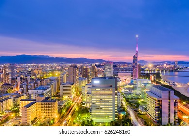 Fukuoka, Japan downtown city skyline.