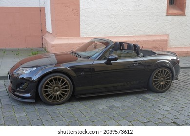 Fulda,Germany-September 07,2021: Mazda MX5 Parked in Fulda,is a lightweight two-passenger roadster sports car manufactured and marketed by Mazda