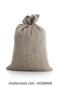 Full Bag With A Grain Of The Wheat On A White Background