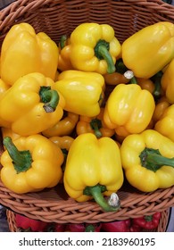 A Full Basket Of Yellow Capsicum 