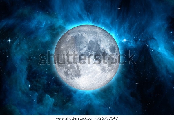 Full\
blue moon with star night sky background, Elements of this Image\
Furnished By NASA. Concept science, space,\
romantic.