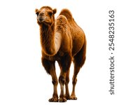 A full body camel with pure white background.