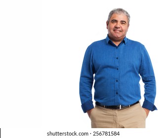 Full Body Mature Man Standing Over White