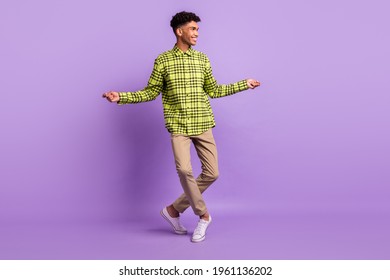 Full Body Photo Of Afro American Attractive Young Man Dance Jump Rope Isolated On Purple Color Background