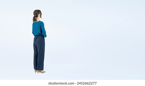 Full body photo of back view of white woman - Powered by Shutterstock