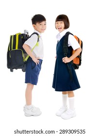 Full Body Shot Of Asian Primary School Students