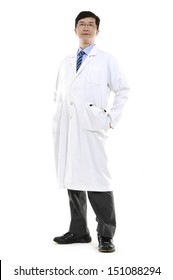 Full Body Smiling Medical Doctor. Isolated Over White Background