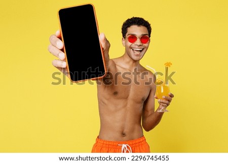 Similar – Image, Stock Photo Black man in swimsuit sitting on sandy beach